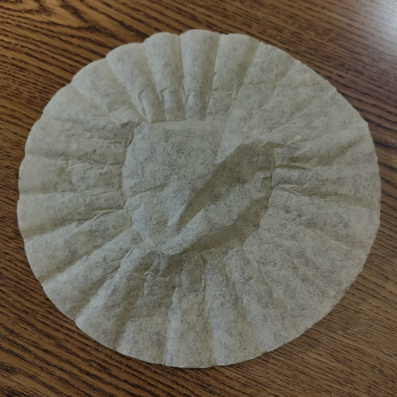 A coffee filter layed flat