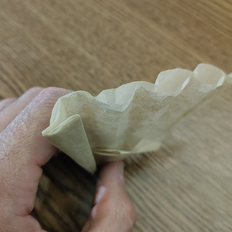 A coffee filter folded to become a cup